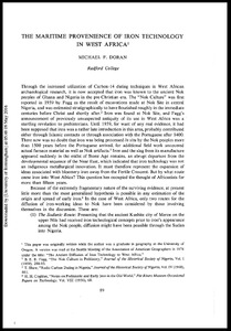 The maritime provenience of iron technology in West Africa